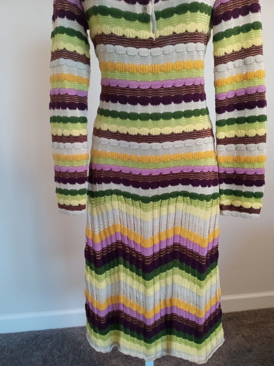 Missoni Sport Colorful Lambswool/Alpaca Crochet Knit Dress Italy