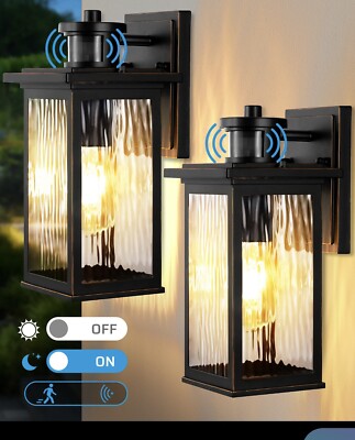 EDISHINE Motion Sensor Outdoor Lights Wall Mount HOWL07E Modern 2 Pack
