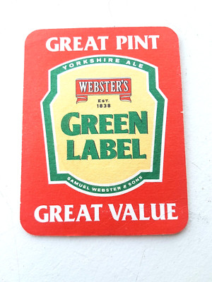 Vintage WEBSTER'S - Green Label / Great Pint / Value Cat No'166 Bierdeckel Untersetzer