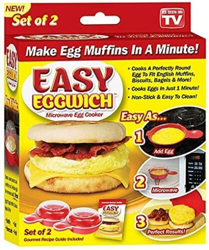 2 SET CUCINA MUFFIN ALL'UOVO A MICROONDE EASY EGGWICH IN UN MINUTO - NUOVO IN SCATOLA - Foto 1 di 5