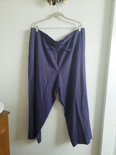 Sag Harbor Women Plus Purple Blend Linen Straight Casual Pants Size 3XL