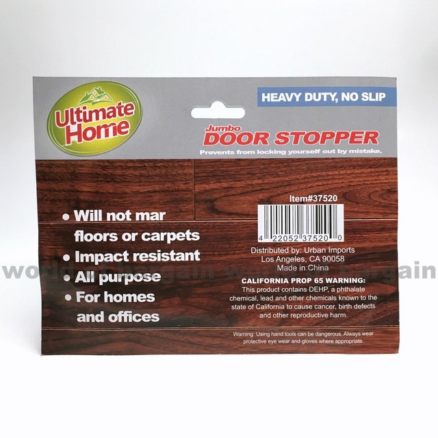 Jumbo Door Stopper 6" Wedge Black Rubber Stop Doorstop Carpet Floor