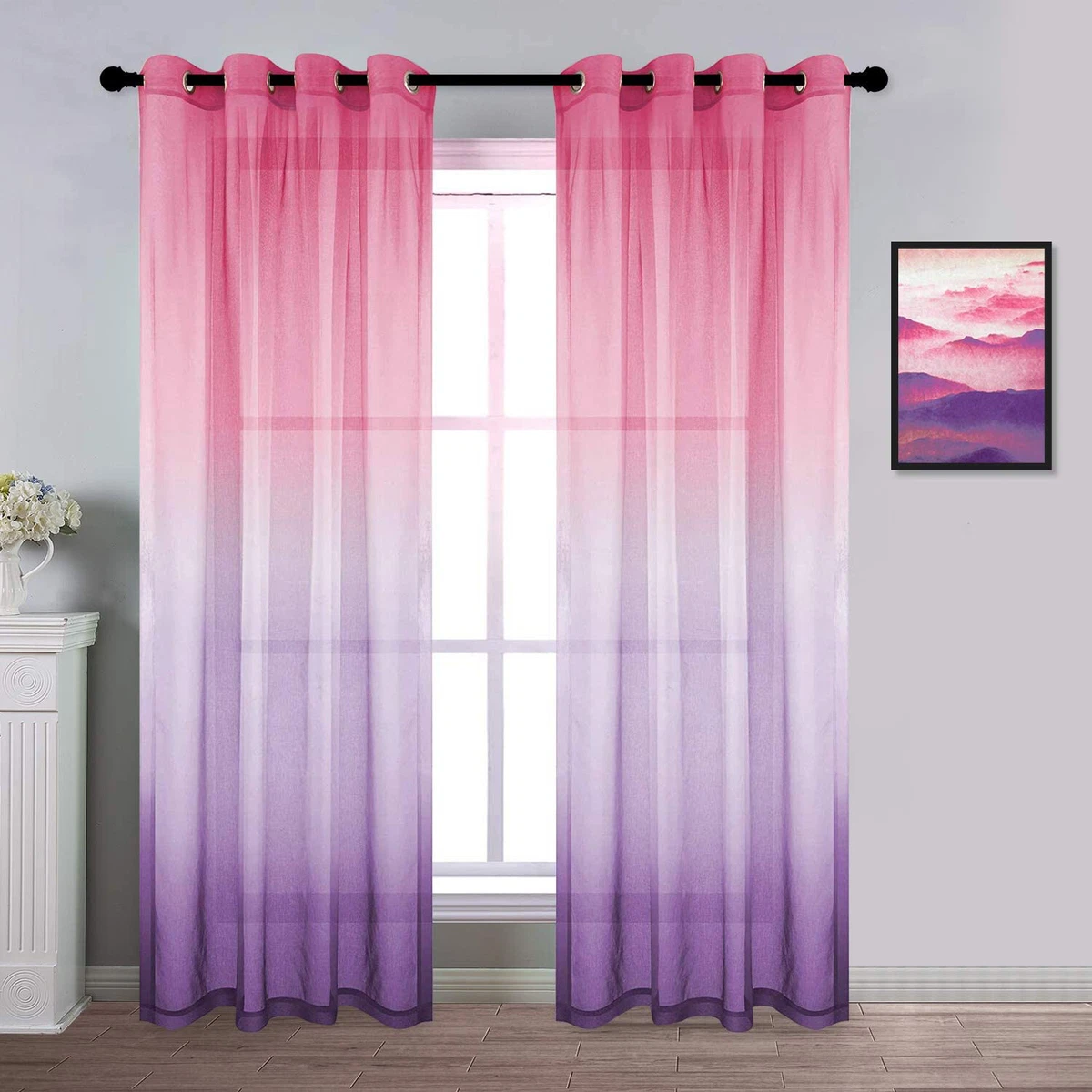 Purple sheer curtains deals