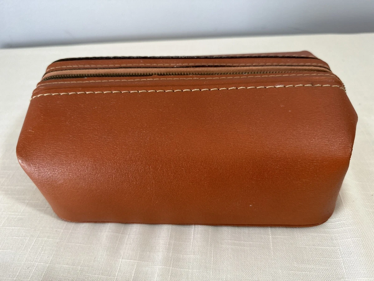 Vintage Hickok Tan Leather Split Cowhide Toiletry Bag eBay