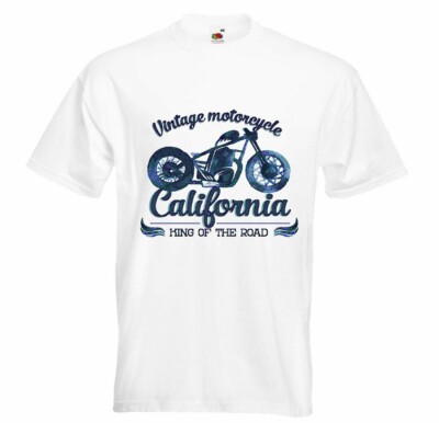T-Shirt VINTAGE MOTORCYCLE CALIFORNIA KING OF THE ROAD BIKERSHIRT MOTORRAD
