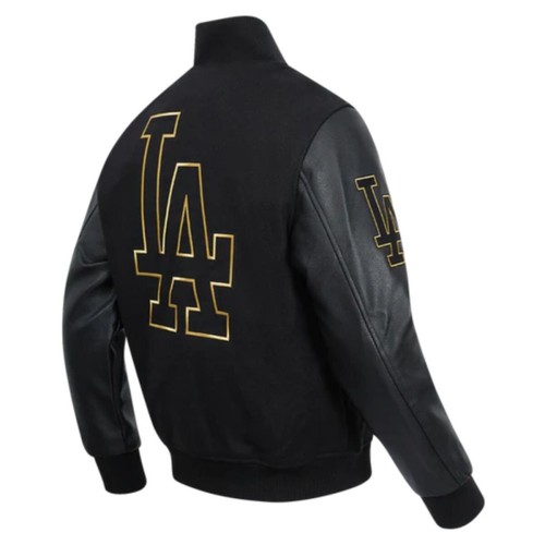 ZM Pro Standard Los Angeles Dodgers Black Wool Varsity Jacket & Leather sleeve - Picture 2 of 5