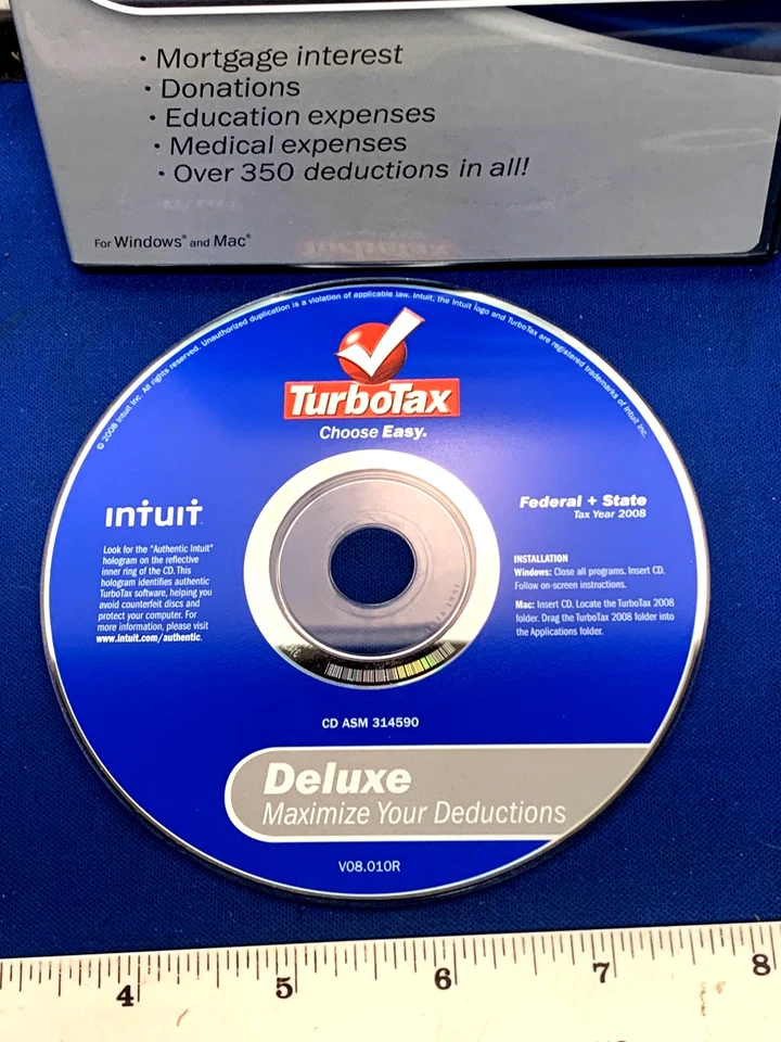 Intuit TurboTax Deluxe 2008 Federal + State for Windows & MAC - Image 2 of 4