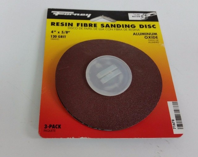 QTY3, Forney Resin Fibre Sanding Discs 71678 Aluminum Oxide 4" x 4/5