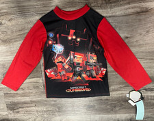 Minecraft Dungeons Boys Long Sleeve Graphic Print Sleep Shirt, Red Size XS