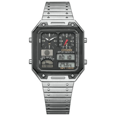 CITIZEN RECORD LABEL THERMO SENSOR JG2126-69E Black Silver From JP fast shipping
