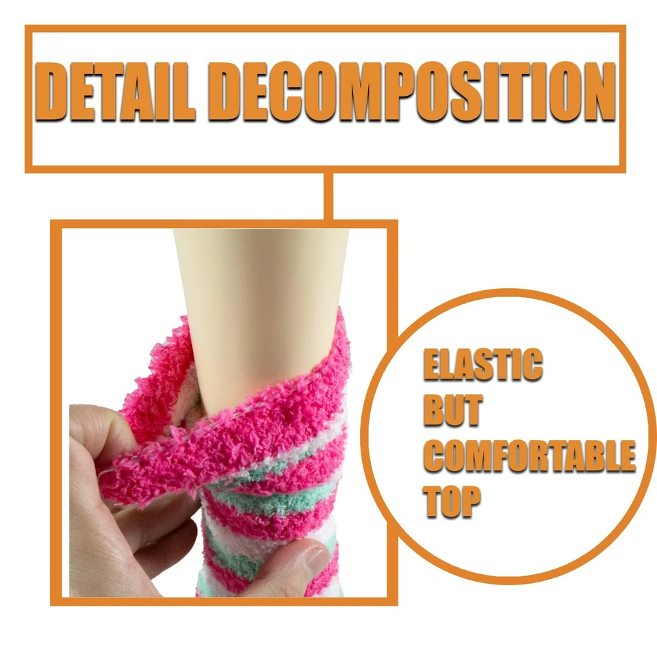 6 pares de calcetines antideslizantes cálidos difusos acogedores de invierno súper suaves para mujer 9-11 Foto 3 de 4