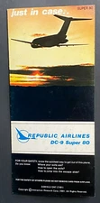 Republic Airlines DC-9 Super 80 Safety Card - 7/81