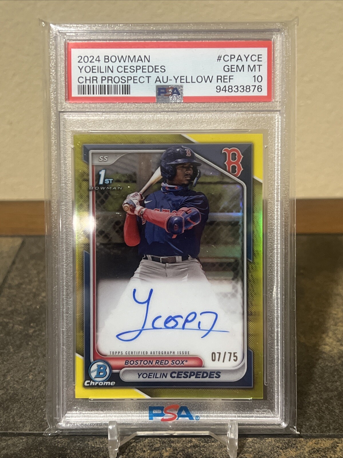2024 Bowman Chrome Prospect Auto #CPAYCE Yoeilin Cespedes Yellow /75 PSA 10