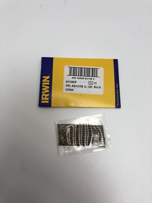 IRWIN 63105ZR 5/64 Cobalt HSS Jobber Drill Bit 12 Pack 135 Split Point New