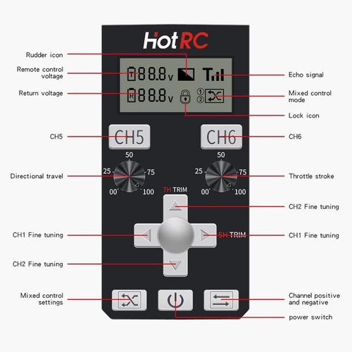 Receptor Transmisor Radio Control RC 6 Ch HOTRC CT-6A 2.4ghz RC Coche Barco Tanque - Imagen 6 de 8