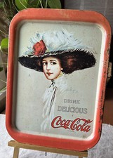 Vtg  Coca-Cola Metal Serving Tray Hamilton King Girl Drink Delicious Coke Rustic