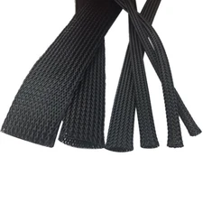 PET 1mm - 100mm Black Braided Expandable Cable Sleeving Wire Harness Sheathing