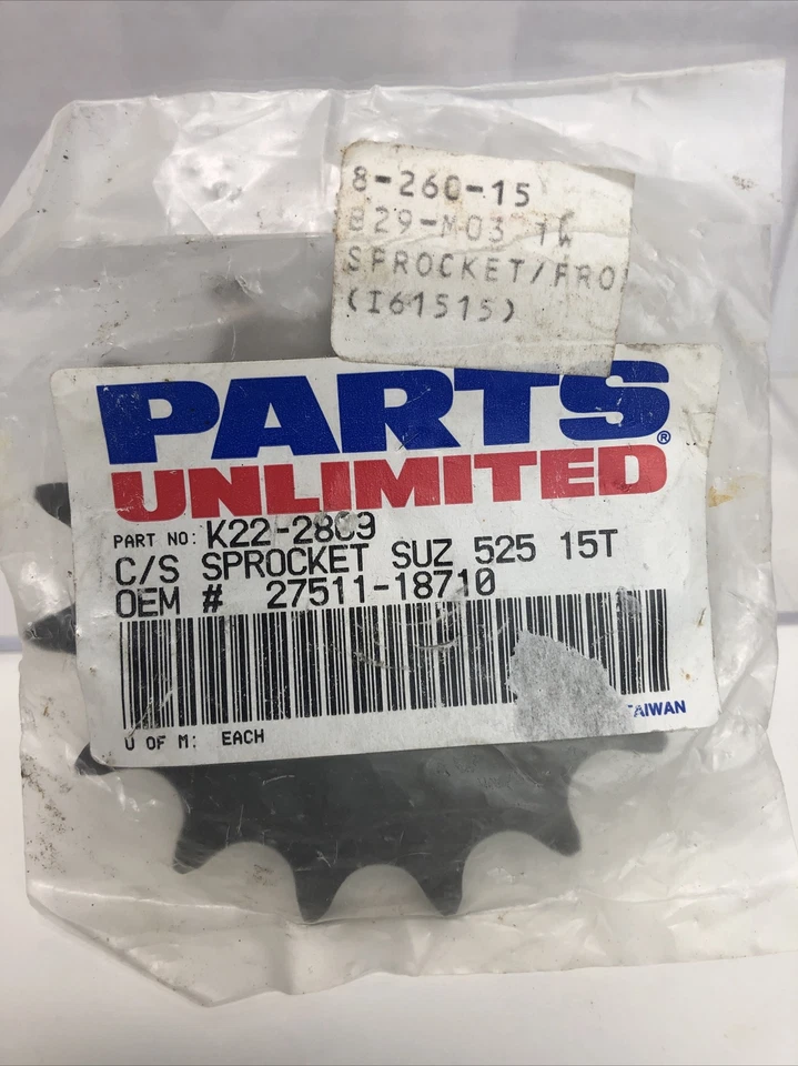 Piñón delantero de acero Parts Unlimited 15 dientes K22-2809 nuevo Foto 2 de 4