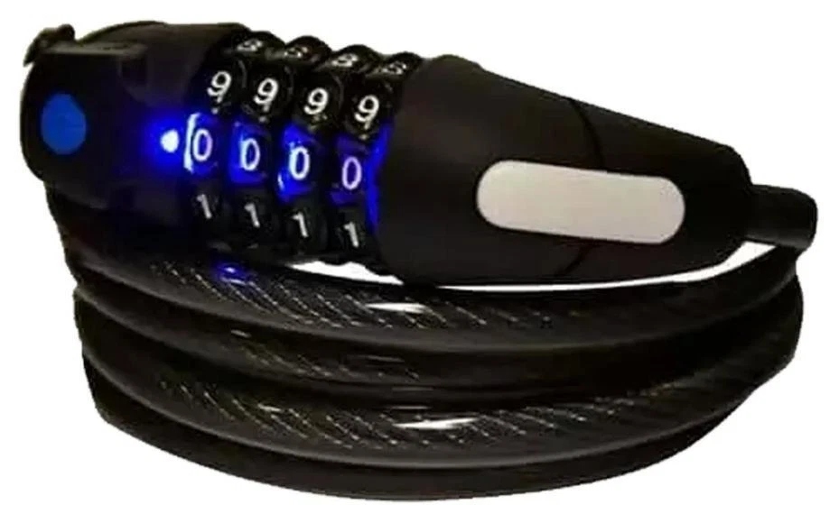 10mm X 1.8m Combinazione Bicicletta Blocco Con Luce LED - 66727 - Immagine 2 di 3