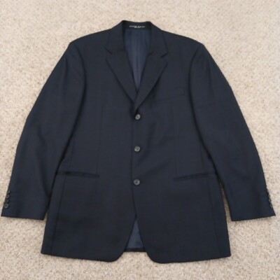 Hugo Boss Einstein Sigma Blazer Mens 41 Black Plaid Wool Three Button Ventless