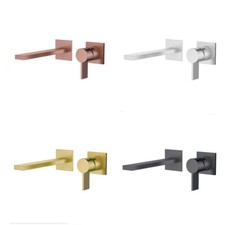 Wall Mount Brass Single Handle Basin Bathroom Sink Vanity Mixer Tap Embedded Box