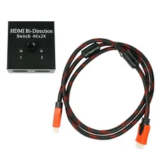 Ultra 4K HDMI Bi-Direction 2.0 Switch Hub HDCP 3D + Braided HDMI Cable