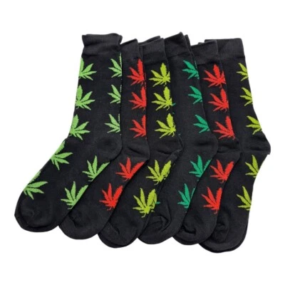 COLOURSFORYOU Socks Weed Leaf Print Cannabis Ganja Marijuana Coloured Comfort Size 6-11
