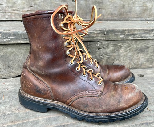 Stivali da lavoro vintage anni 60 70 RED WING 604 setter irlandese misura 9,5 lavoro log - Foto 2 di 11