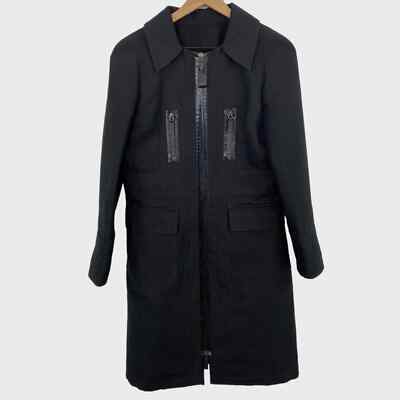 Longchamp Black Mid-Length Zip Front Jacket Size 38