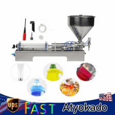 600ml Liquid Paste Filling Machine Pneumatic Bottle Pack Piston Filler & Hopper