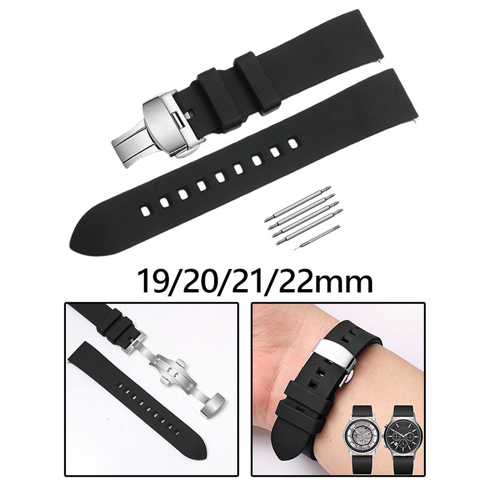 Silicone Watch Strap Replacement Premium Butterfly Clasp Wristwatch Strap