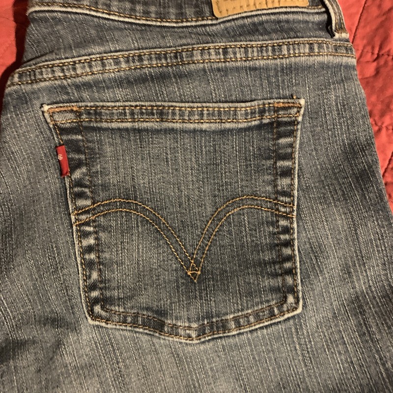 Levi's 505 boot cut Jeans Womens 14 Short Blue High Rise Cotton Blend 33x29