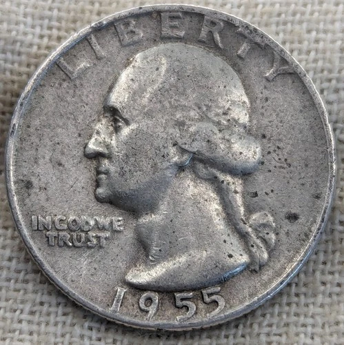 1955 D Washington Quarter VF+ : Lowest Mintage From 1941-1964 - .9 Fine Silver