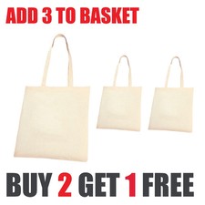 100 % natürliche Baumwolle einfache Einkaufstasche Schulter Tragetaschen wiederverwendbar Fügen Sie 3 hinzu, um sich zu qualifizieren