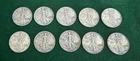 (Lot of 10) Walking Liberty 90% Silver Half Dollar Coins 1942, Circulated ￼