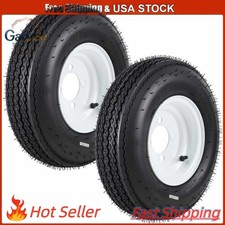 6pr Load C 4.80-8 Trailer Tires On 4 Lug White Wheels Set Of 2 For Boat Utility