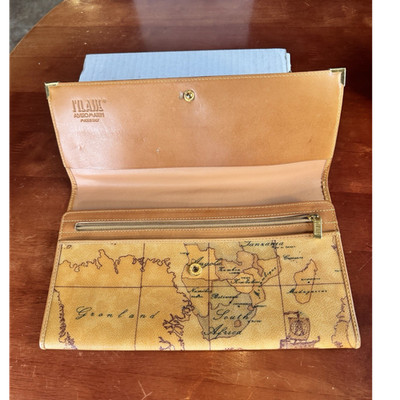 Alviero Martini Women s Tan/Brown Map Wallet Zip Coin Pocket Folding Checkbook