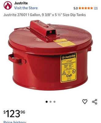 #ad 1 Gallon Dip Tank for Cleaning Parts Manual Cover With Fusible Link Steel Red $80.00
