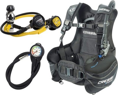 CRESSI START SCUBA DIVING SET BCD AC2 COMPACT REGULATOR OCTOPUS GAUGE KIT BEST