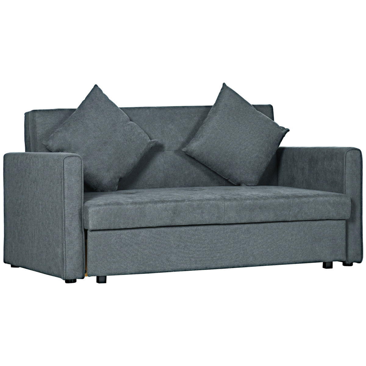 B&Q - Modern Snow Flannel Loveseat Sofa Sleeper With 2 CushionsDark Grey - Image 2