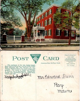 Salem Massachusetts The W. W. Story House Postcard