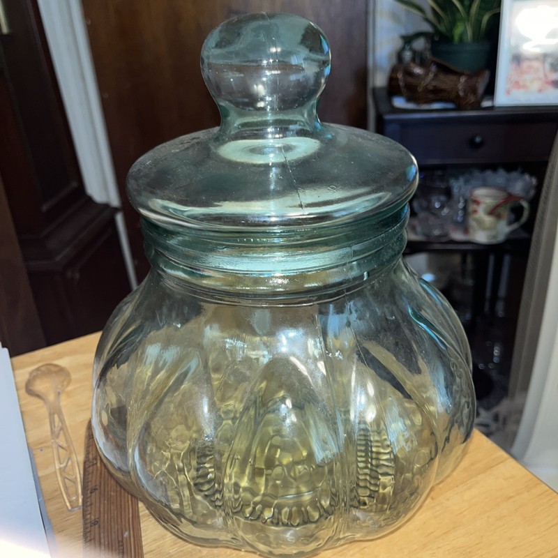 Beautiful Vintage Gallon Glass Potbelly Jar and Lid, Gallon Apothecary Jar Italy