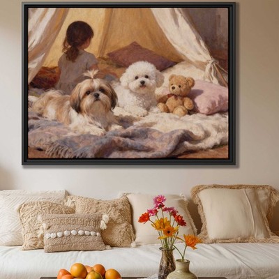 Dog Artwork Shih Tzu Bichon Frise Canvas Oil Painting Living Room Decor Print