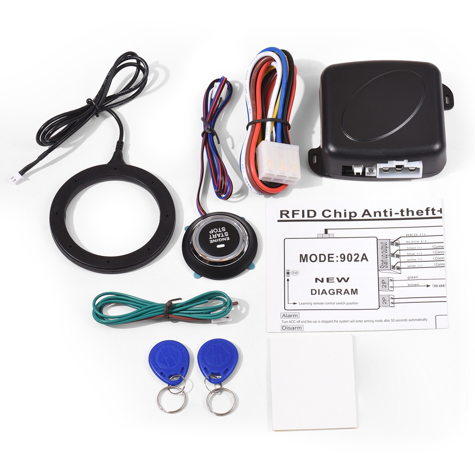 Car Alarm System One Click Start System Push To Start Ignition One Click Stop Bu