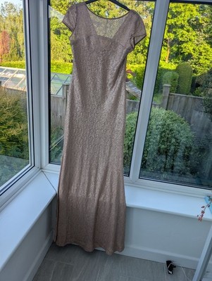 D.Anna rose gold sequinned long dress prom/bridesmaid/evening/occasion size 12 