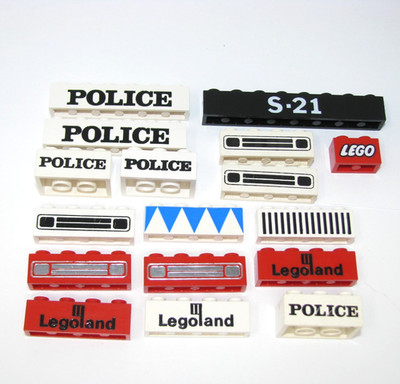LEGO Vintage Printed Brick Lot 2x3 1x6 1x4 Legoland Car Grill s-21