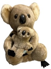 Vintage Pair of 2 Dakin Plush Koala Bears 10 in H Mom and 4 1/2 in H Baby 80's