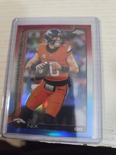 2025 Topps Chrome Bo Nix Red White and Blue Refractor 88 Broncos