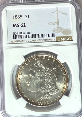 1885 $1 Morgan Silver Dollar MS62 NGC Uncirculated Philadelphia  VAM 27A