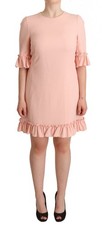 Dolce & Gabbana Pink Ruffled Sleeves Viscose Sheath Women's Dress